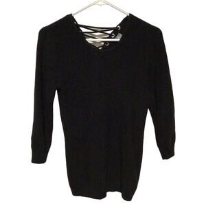 Soho Jeans NYCO Womens Black Pullover Sweater Lace Back Detail Size Small